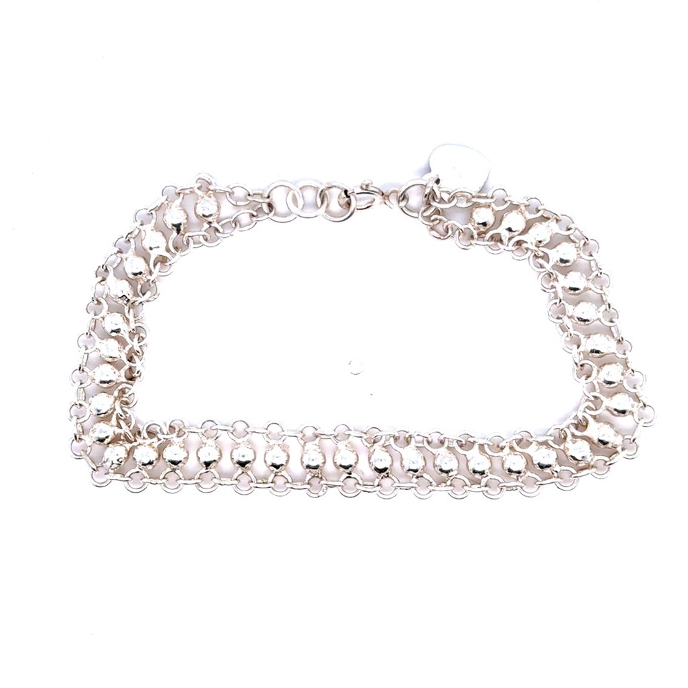 Sterling‎ Silver Beaded Chain Bracelet - Women's Silver Bracelet